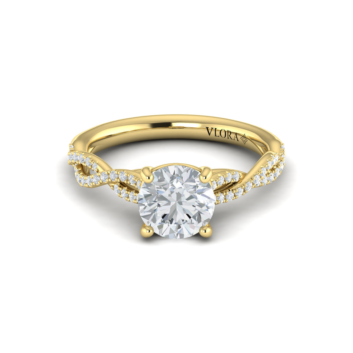 14kt Yellow Gold Round Diamond Woven Engagement Ring
