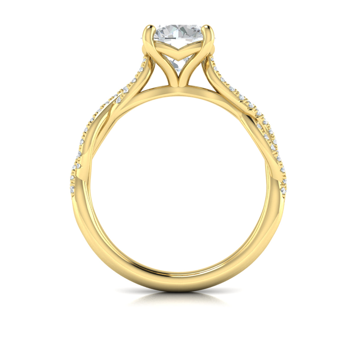 14kt Yellow Gold Round Diamond Woven Engagement Ring