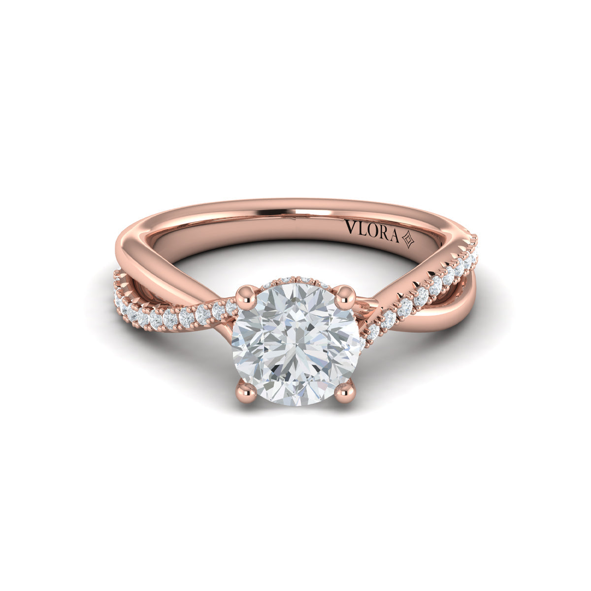 14kt Rose Gold Diamond Hidden Halo Engagement Ring
