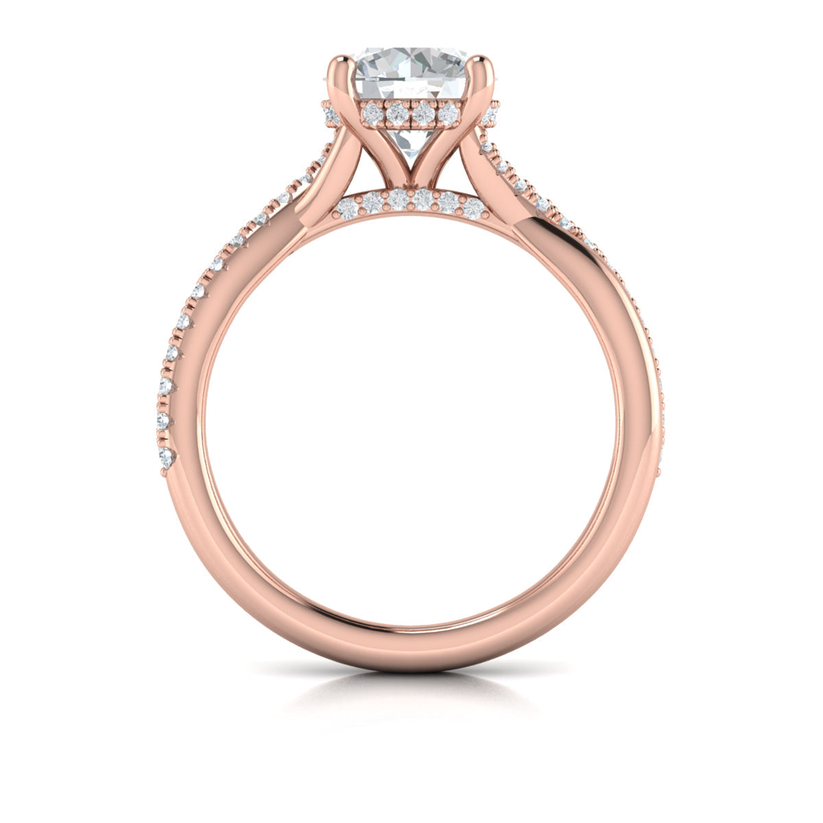 14kt Rose Gold Diamond Hidden Halo Engagement Ring