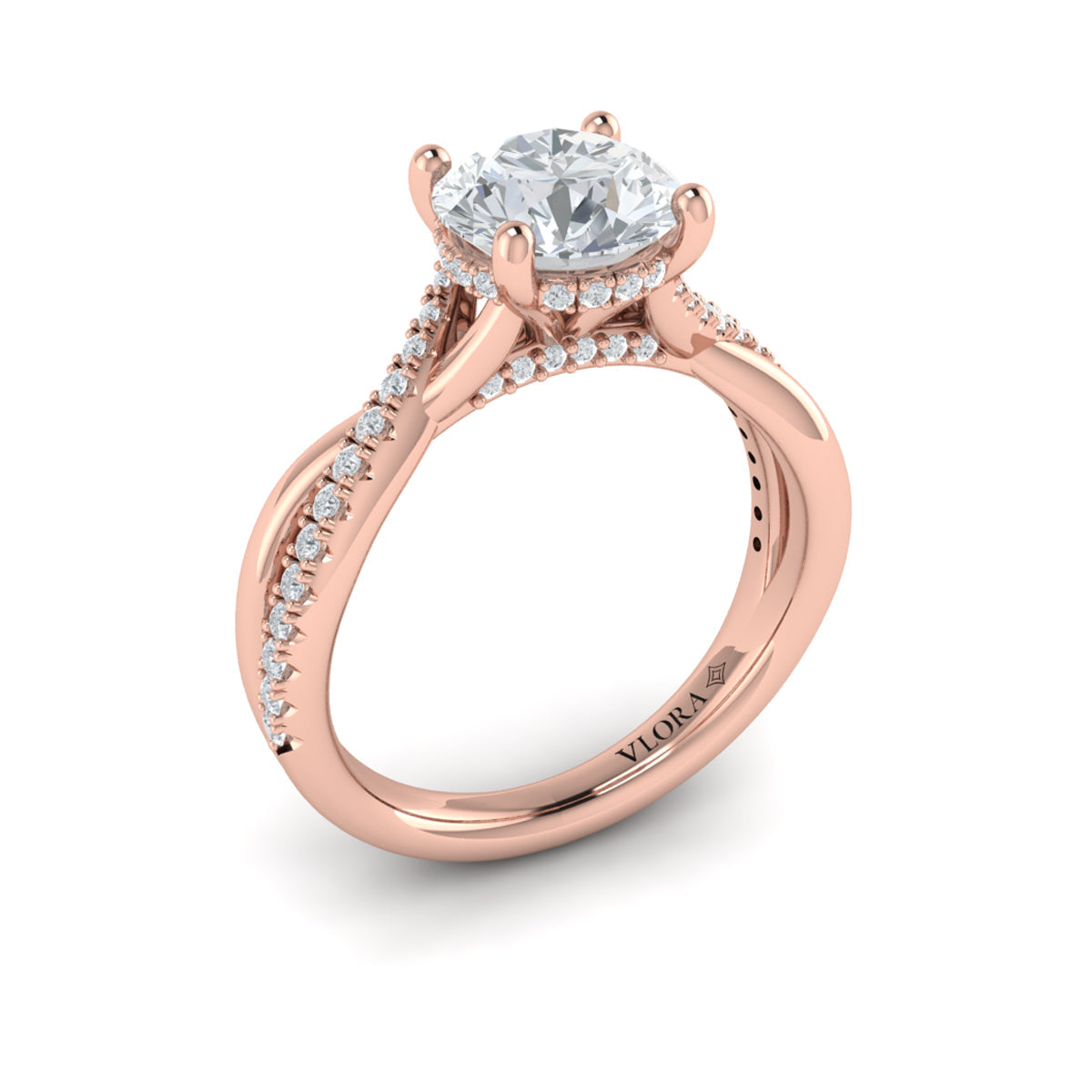 14kt Rose Gold Diamond Hidden Halo Engagement Ring