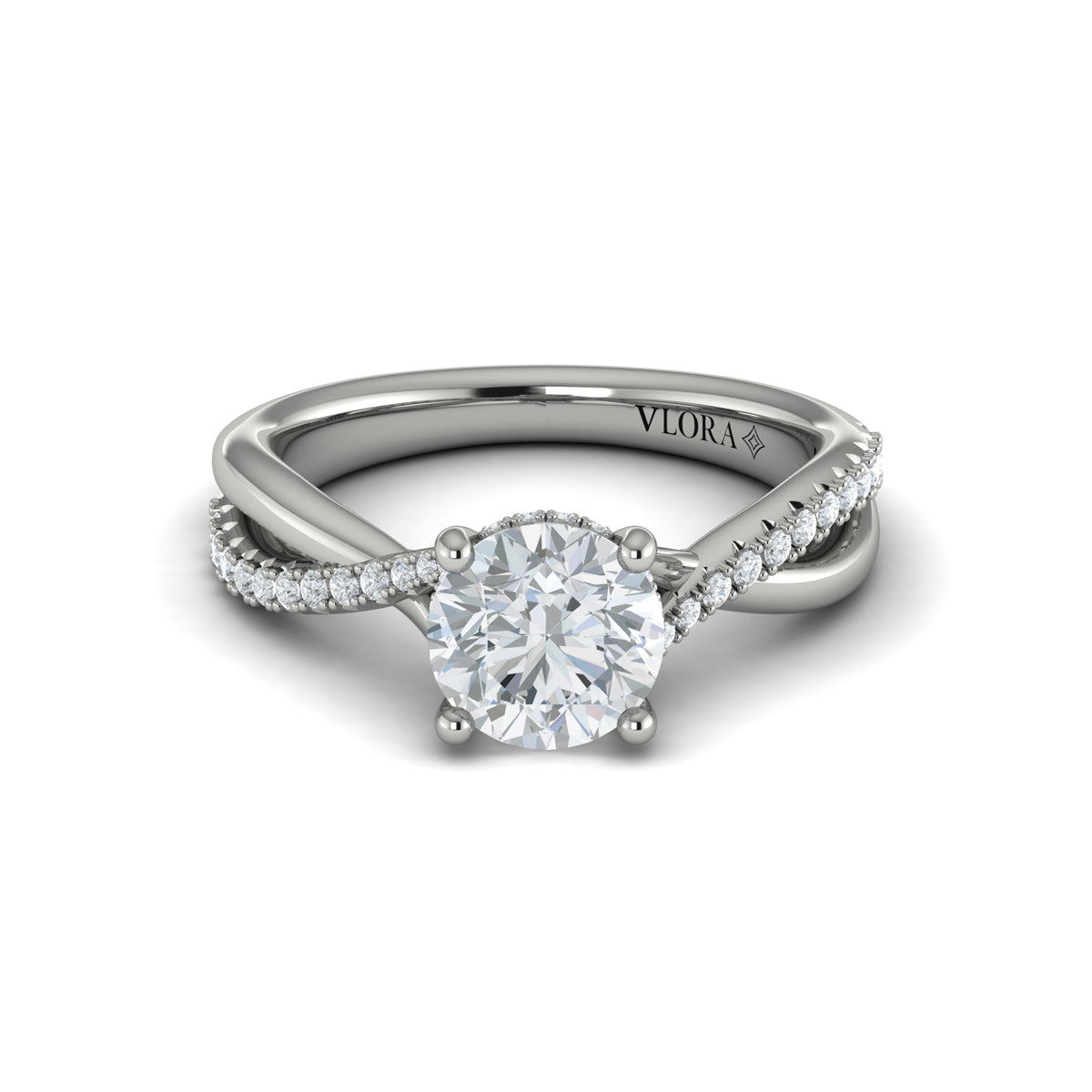 14K White Gold Diamond Hidden Halo Engagement Ring