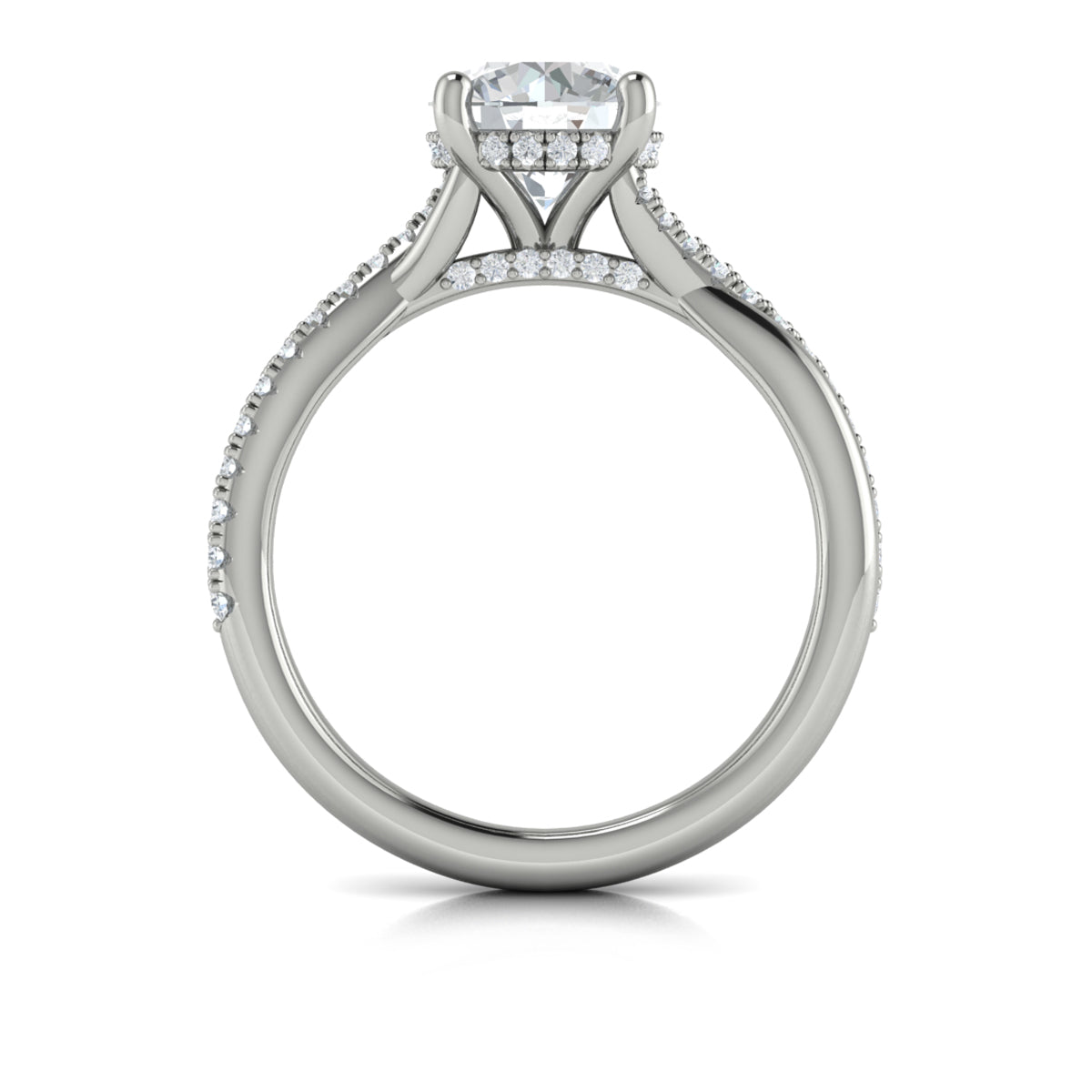 14K White Gold Diamond Hidden Halo Engagement Ring