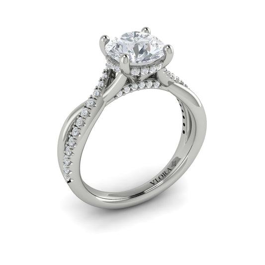 14K White Gold Diamond Hidden Halo Engagement Ring
