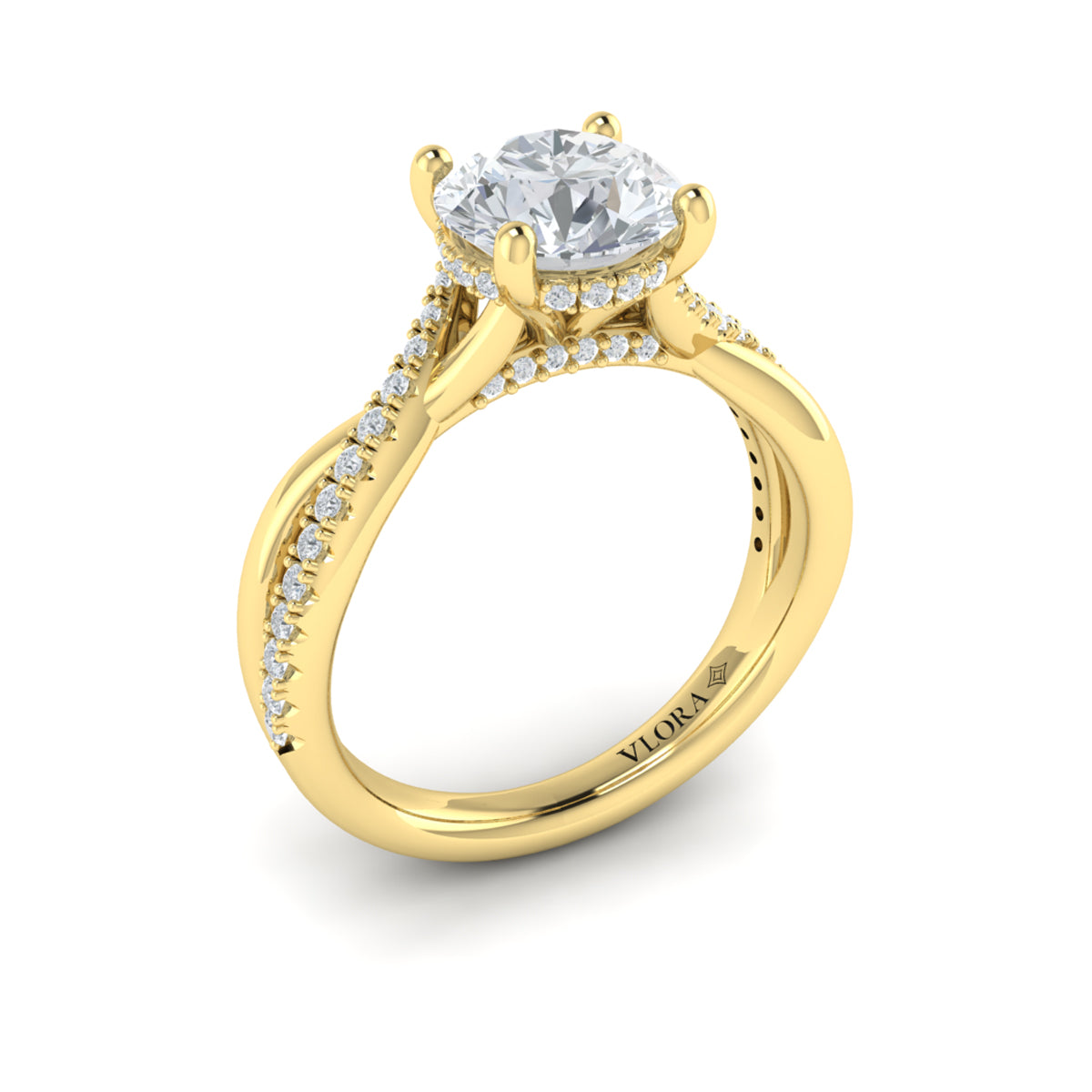 14kt Yellow Gold Diamond Hidden Halo Engagement Ring