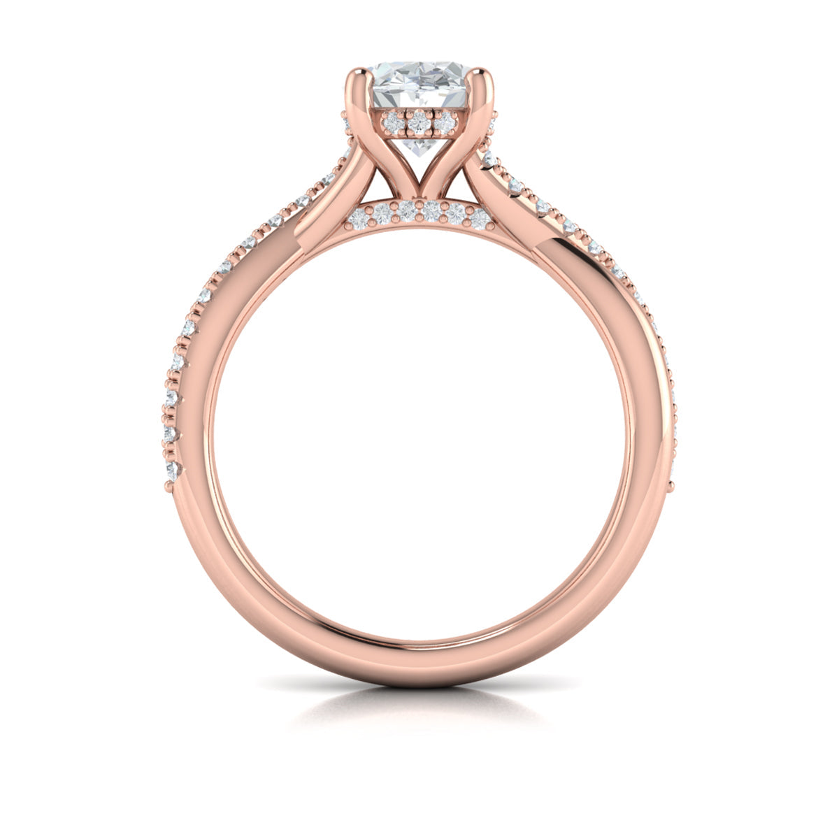 14kt Rose Gold Oval Diamond Hidden Halo Engagement Ring
