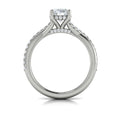 14K White Gold Oval Diamond Hidden Halo Engagement Ring