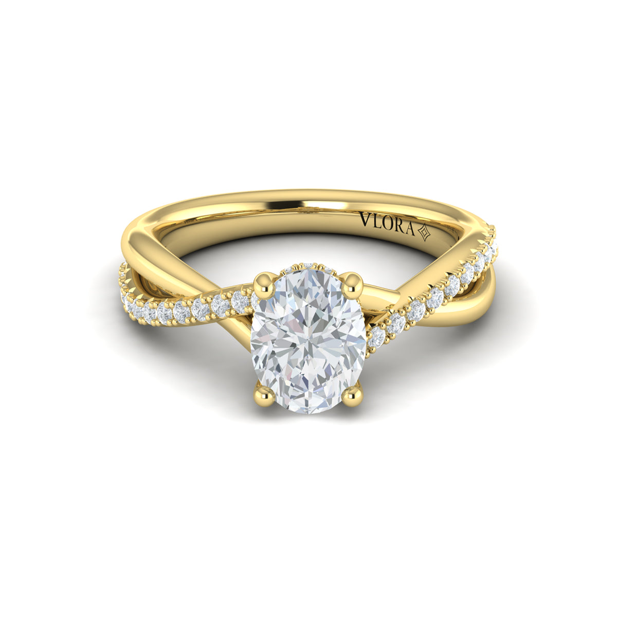 14kt Yellow Gold Oval Hidden Halo Diamond Ring