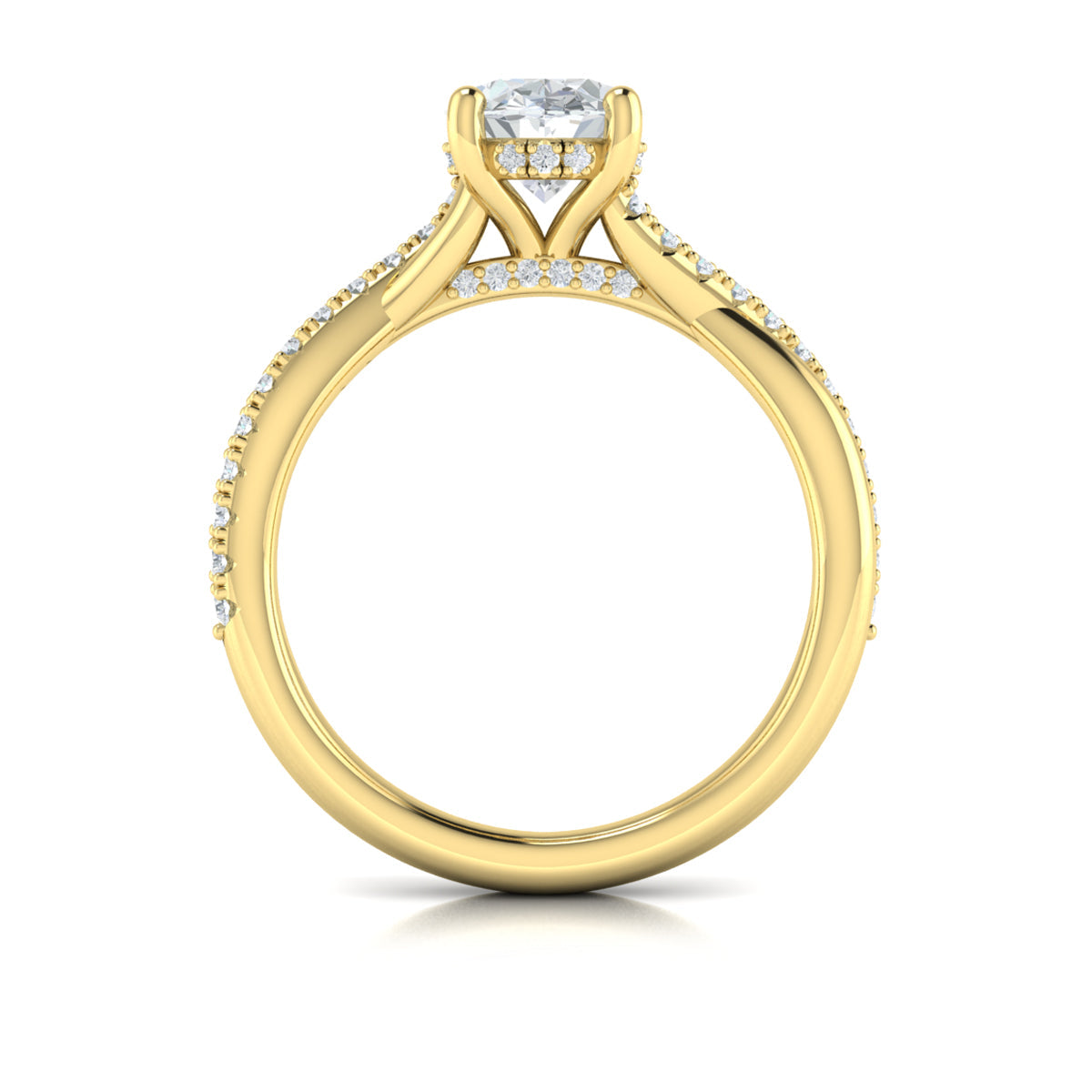 14kt Yellow Gold Oval Hidden Halo Diamond Ring