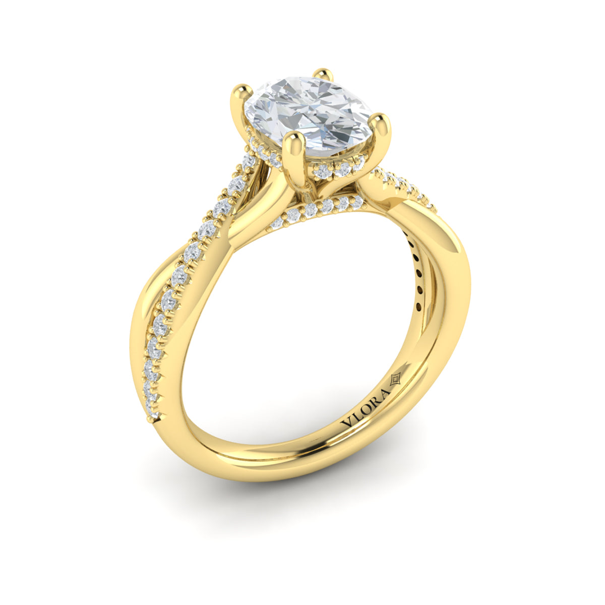 14kt Yellow Gold Oval Hidden Halo Diamond Ring