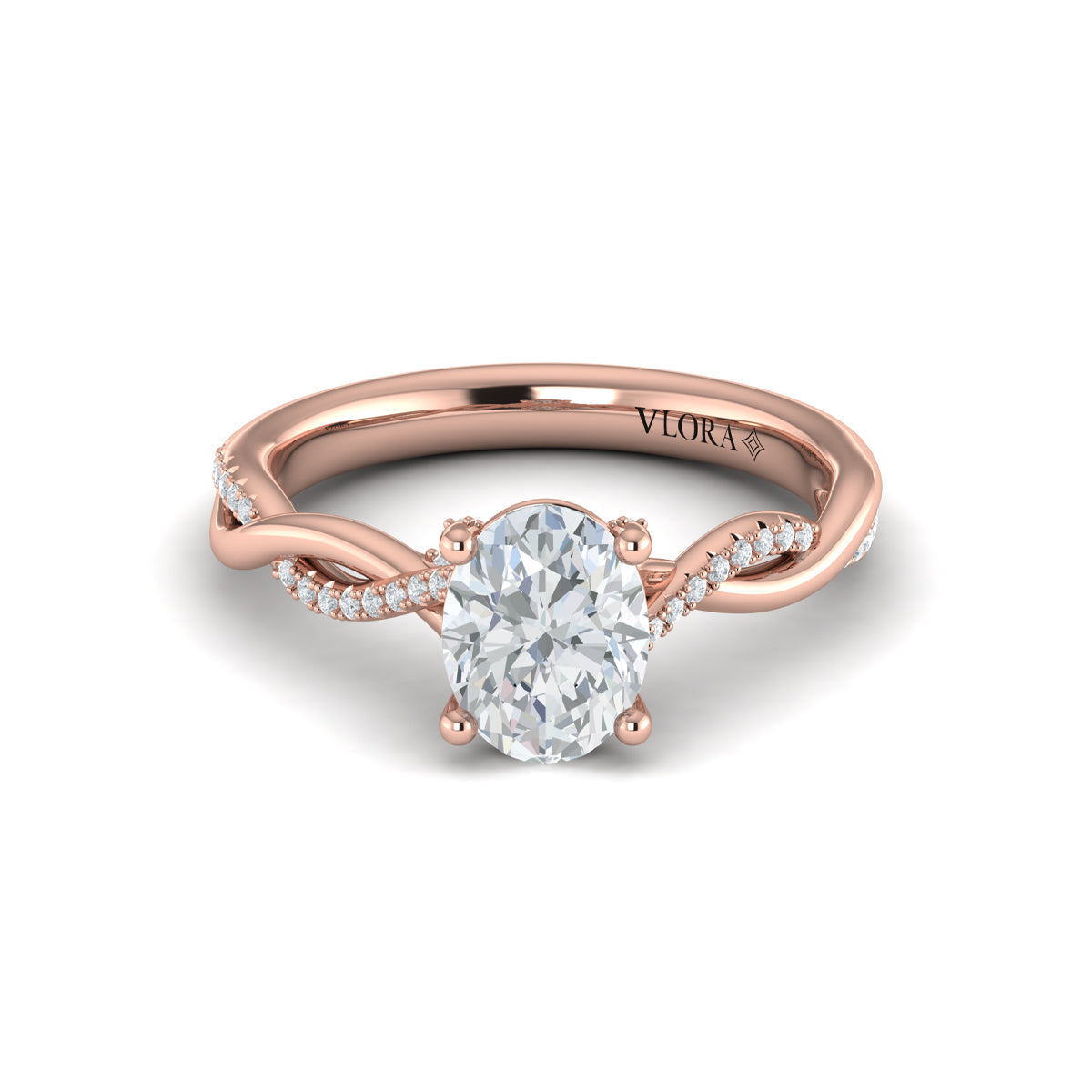 18kt Rose Gold Oval Diamond Engagement Ring