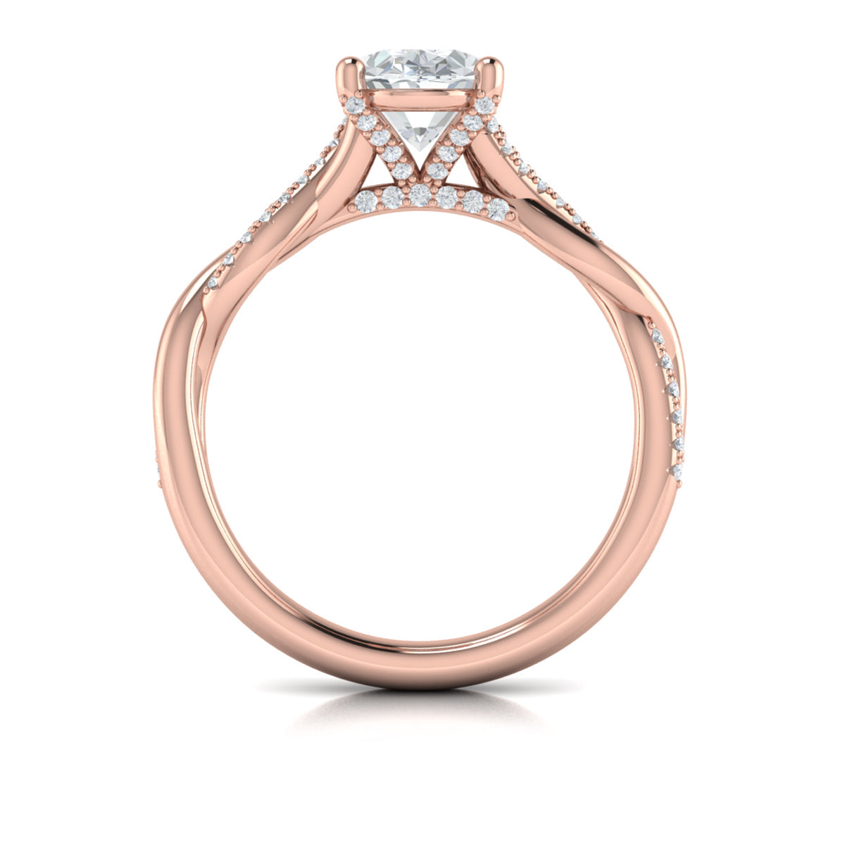 18kt Rose Gold Oval Diamond Engagement Ring