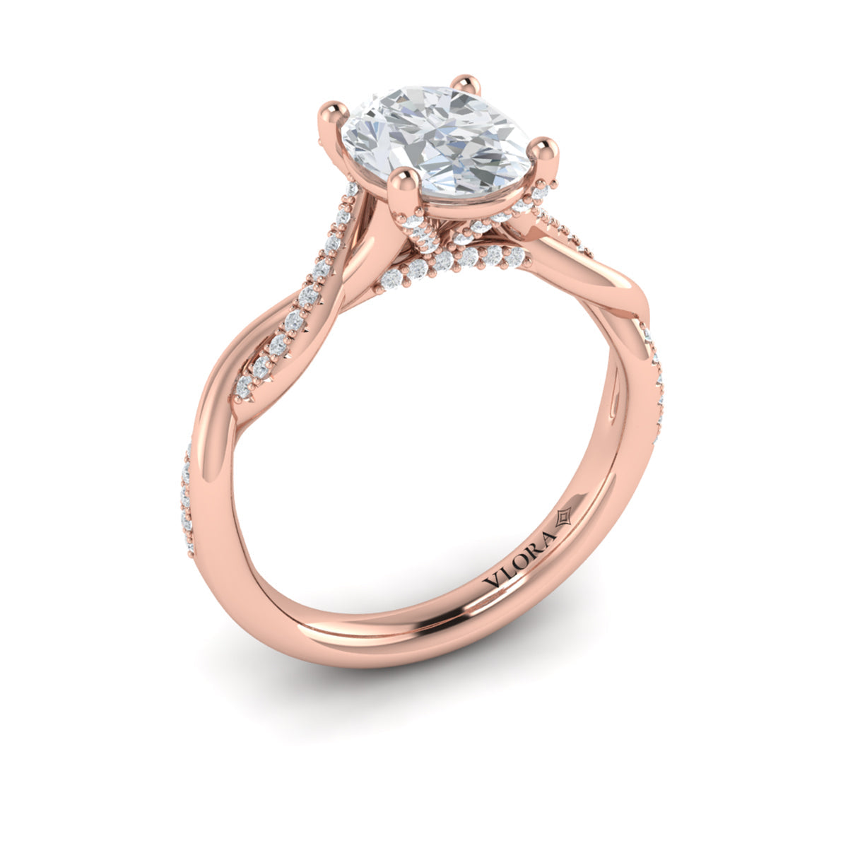 18kt Rose Gold Oval Diamond Engagement Ring