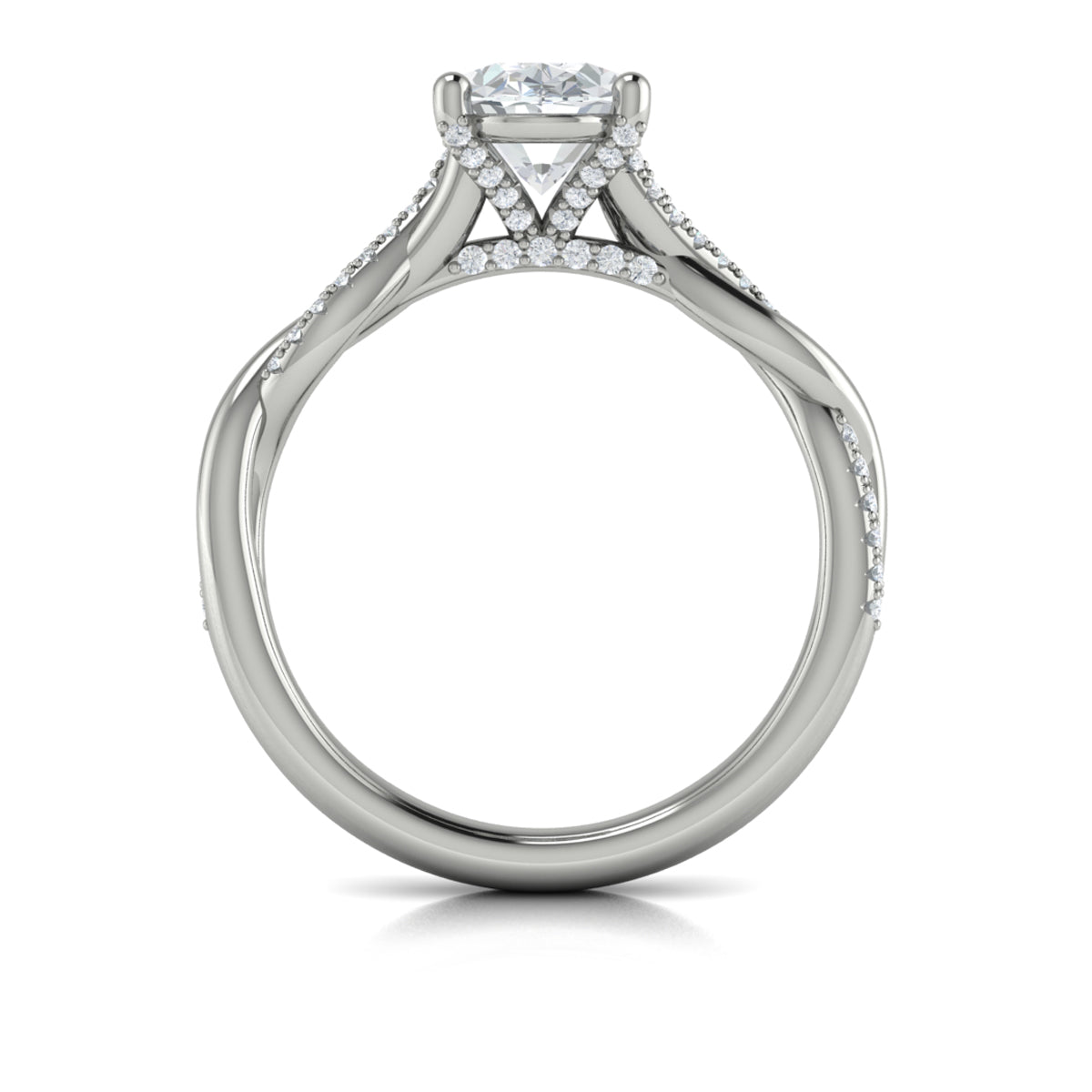 14K White Gold Oval Diamond Engagement Ring