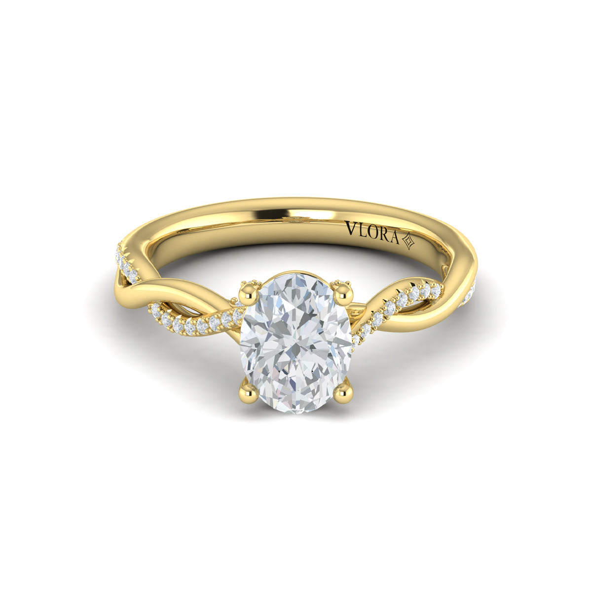 14kt Yellow Gold Oval Diamond Intertwined Engagement Ring