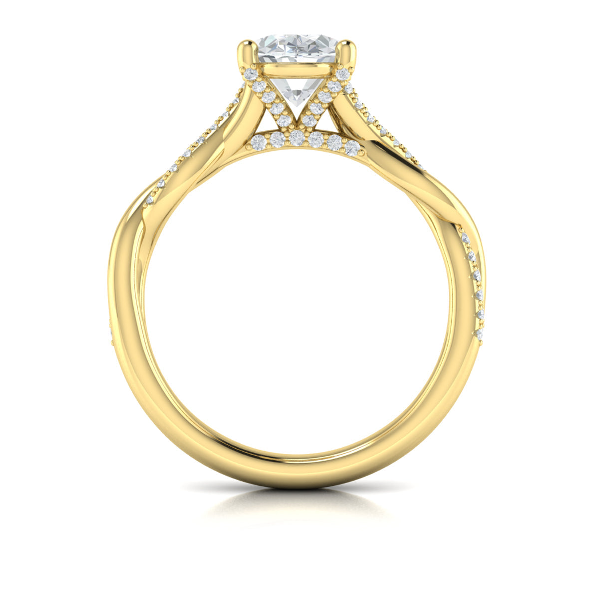 14kt Yellow Gold Oval Diamond Intertwined Engagement Ring