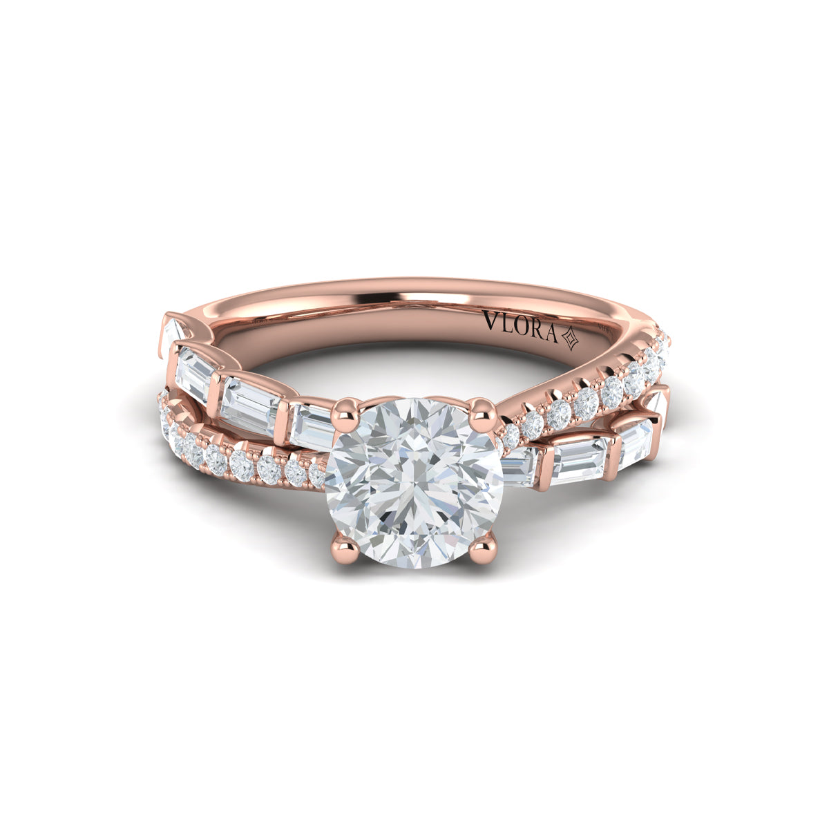 18kt Rose Gold Round Diamond Engagement Ring