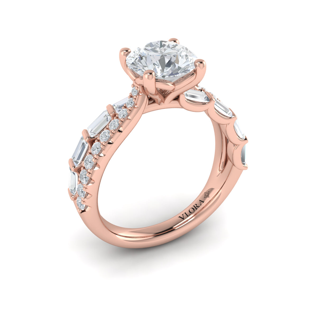 18kt Rose Gold Round Diamond Engagement Ring