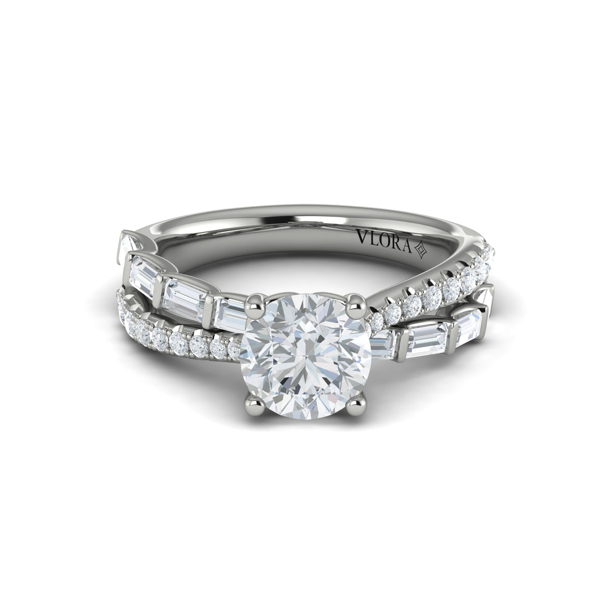 14K White Gold Entwined Round Diamond Engagement Ring