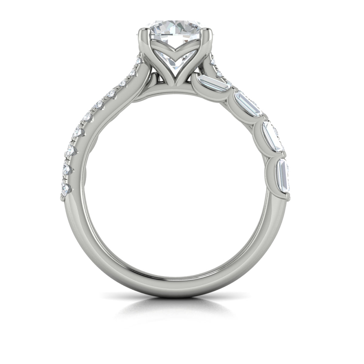 14K White Gold Entwined Round Diamond Engagement Ring