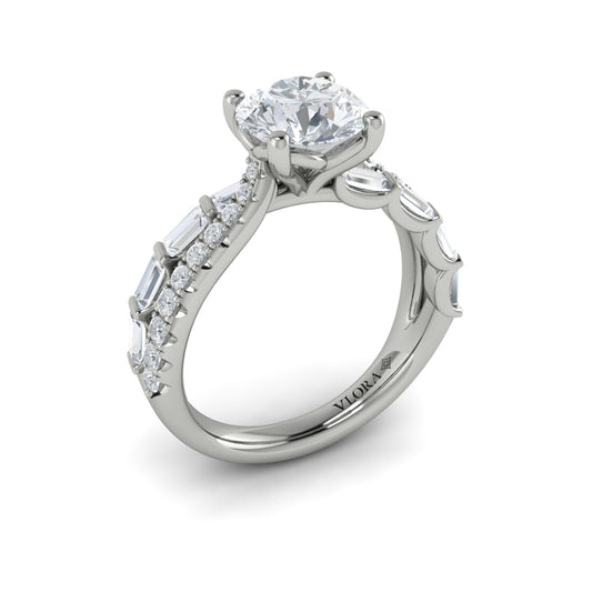 14K White Gold Entwined Round Diamond Engagement Ring