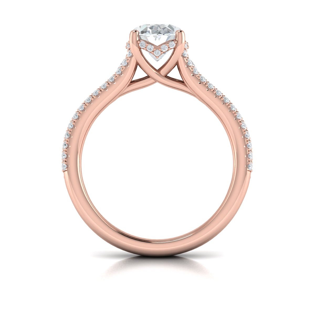 14kt Rose Gold Oval Diamond Hidden Halo Ring