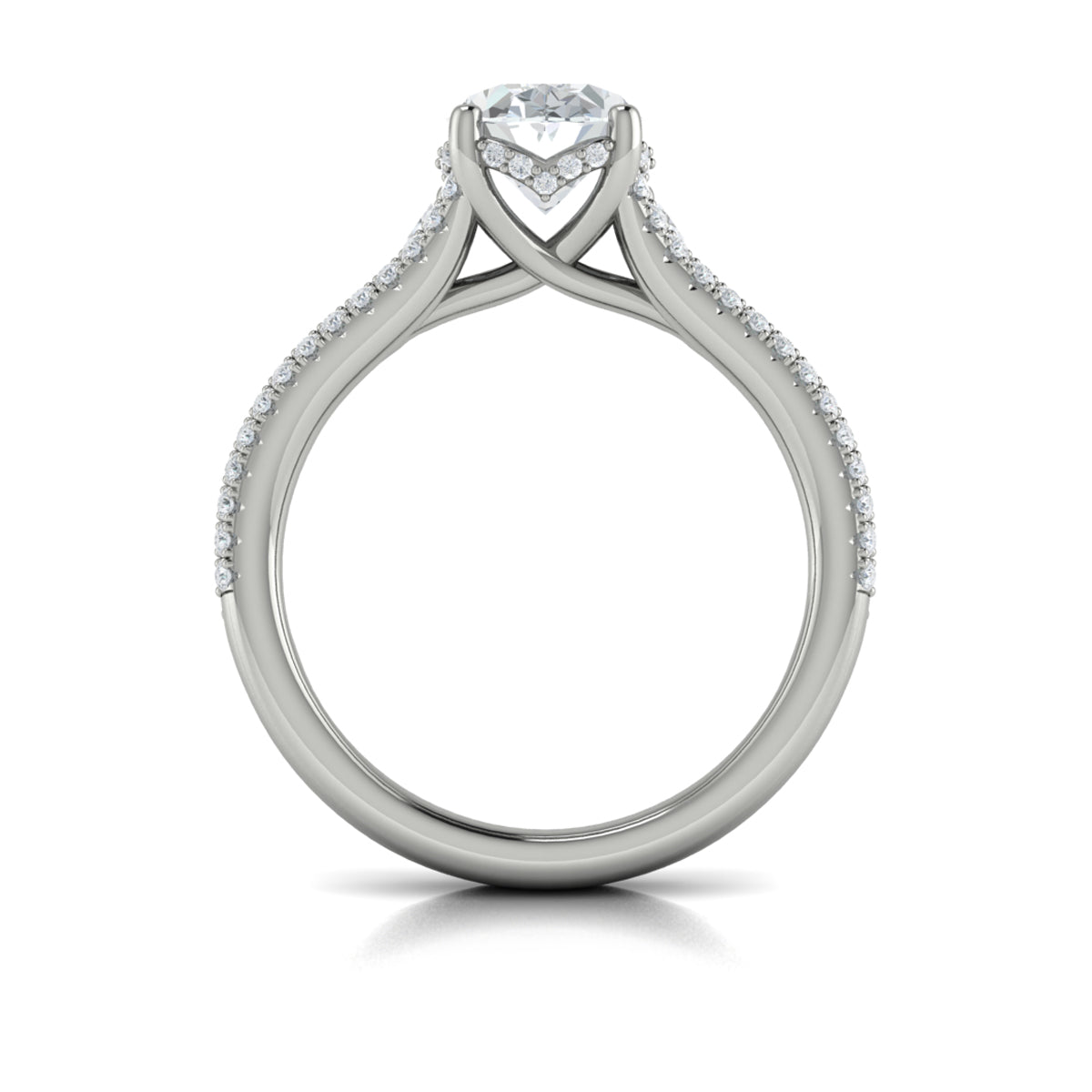 14K White Gold Oval Diamond Cathedral Engagement Ring