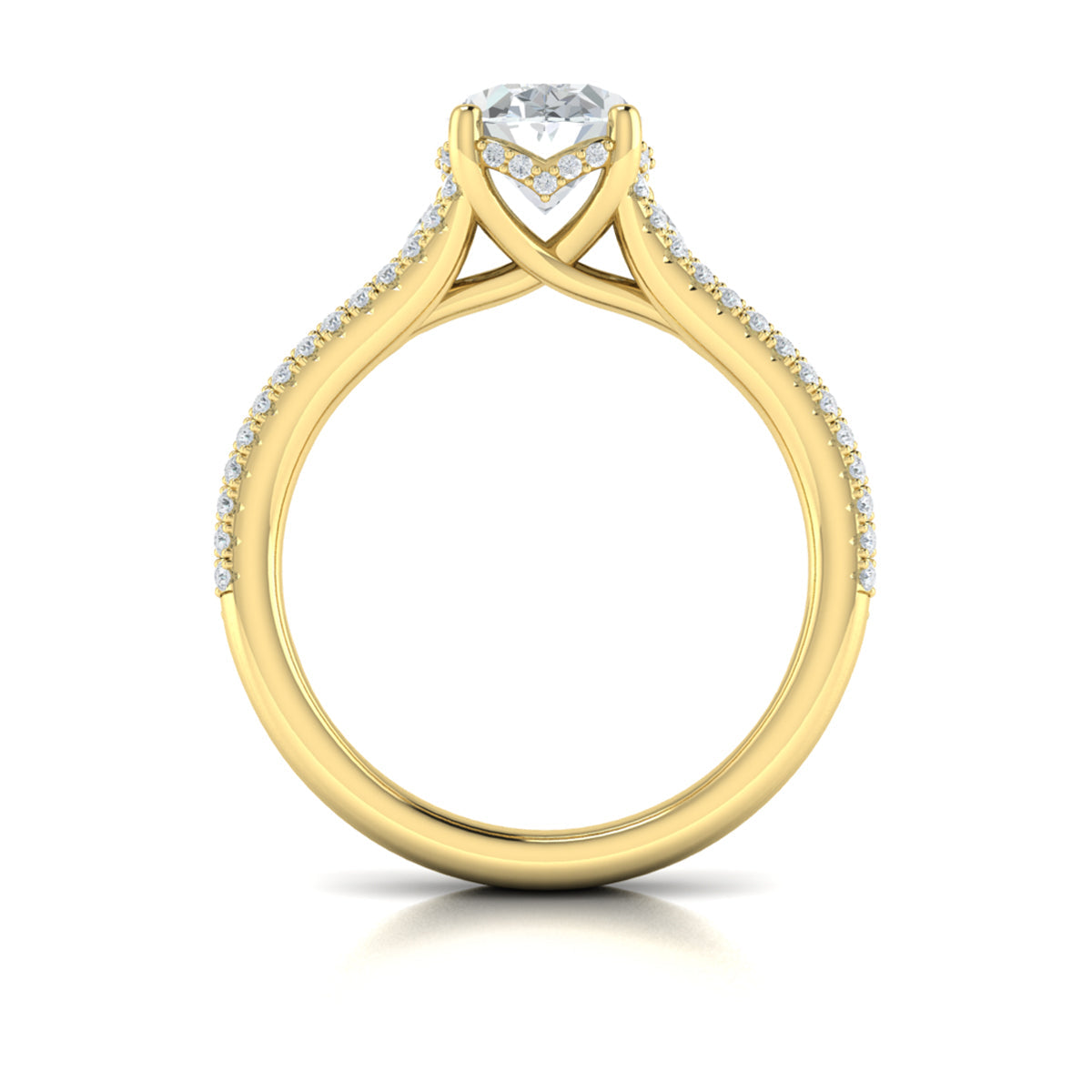 14kt Yellow Gold Oval Diamond Cathedral Engagement Ring