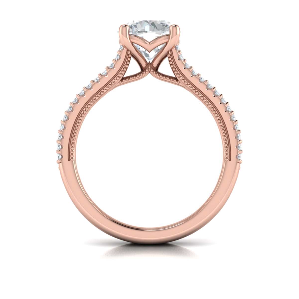 14kt Rose Gold Round Diamond Vintage Engagement Ring