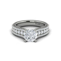 14K White Gold Round Diamond Vintage Engagement Ring