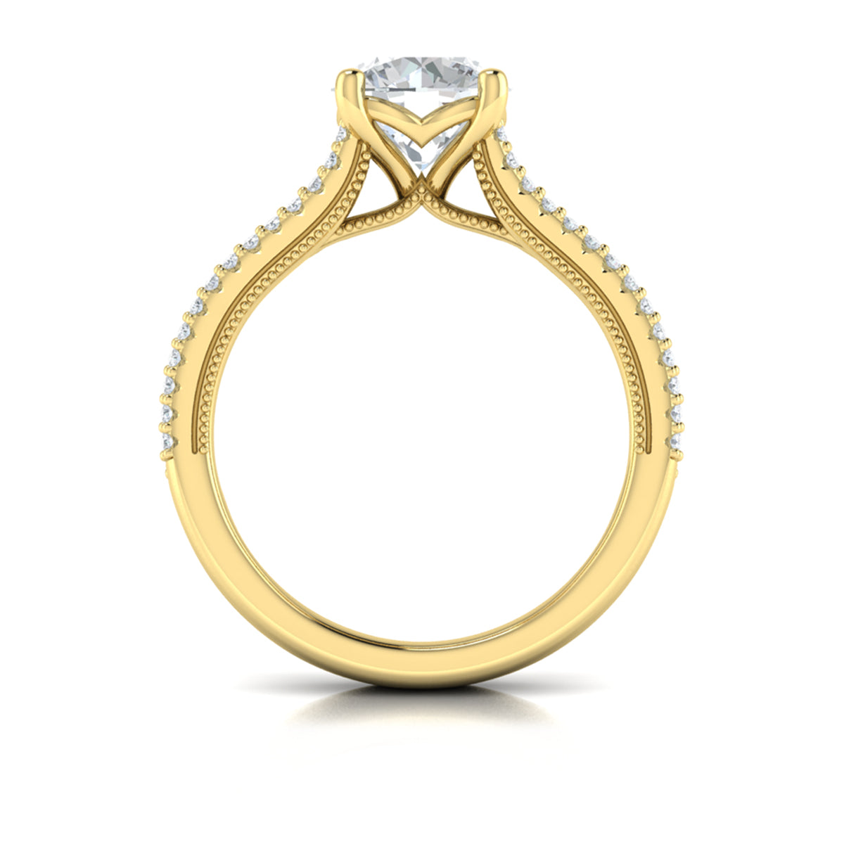 18kt Yellow Gold Modern Vintage Round Diamond Ring