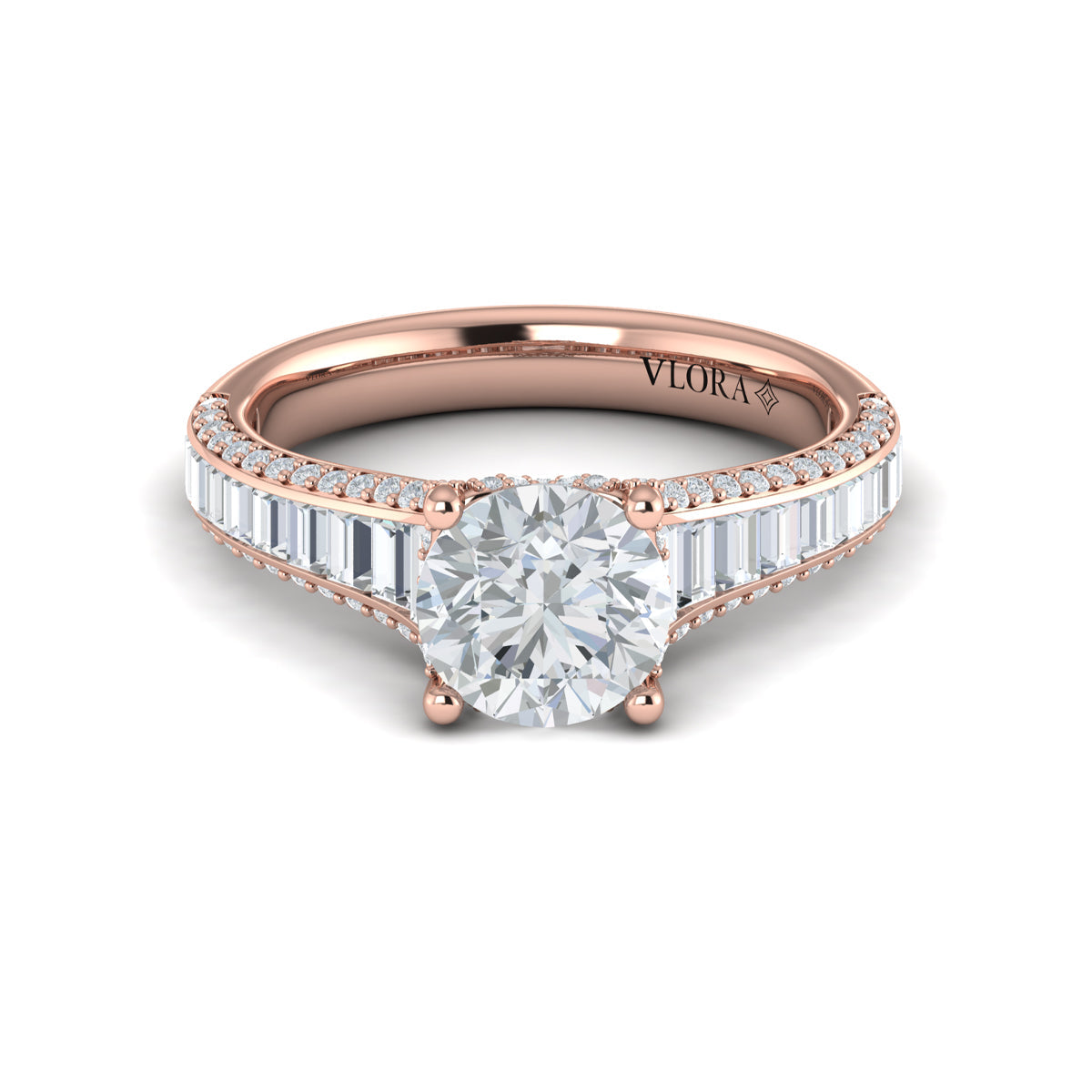 14kt Rose Gold Cathedral Diamond Engagement Ring