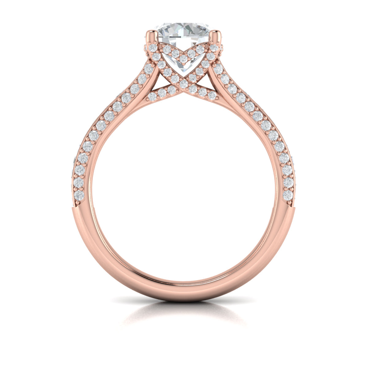 14kt Rose Gold Cathedral Diamond Engagement Ring