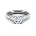 14K White Gold Cathedral Diamond Hidden Halo Ring
