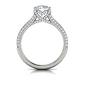 14K White Gold Cathedral Diamond Hidden Halo Ring