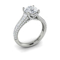 14K White Gold Cathedral Diamond Hidden Halo Ring