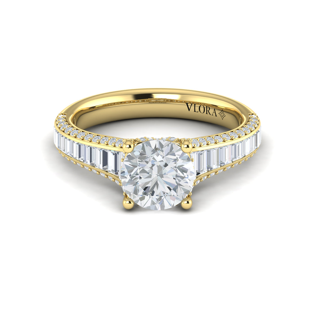 14kt Yellow Gold Diamond Cathedral Engagement Ring