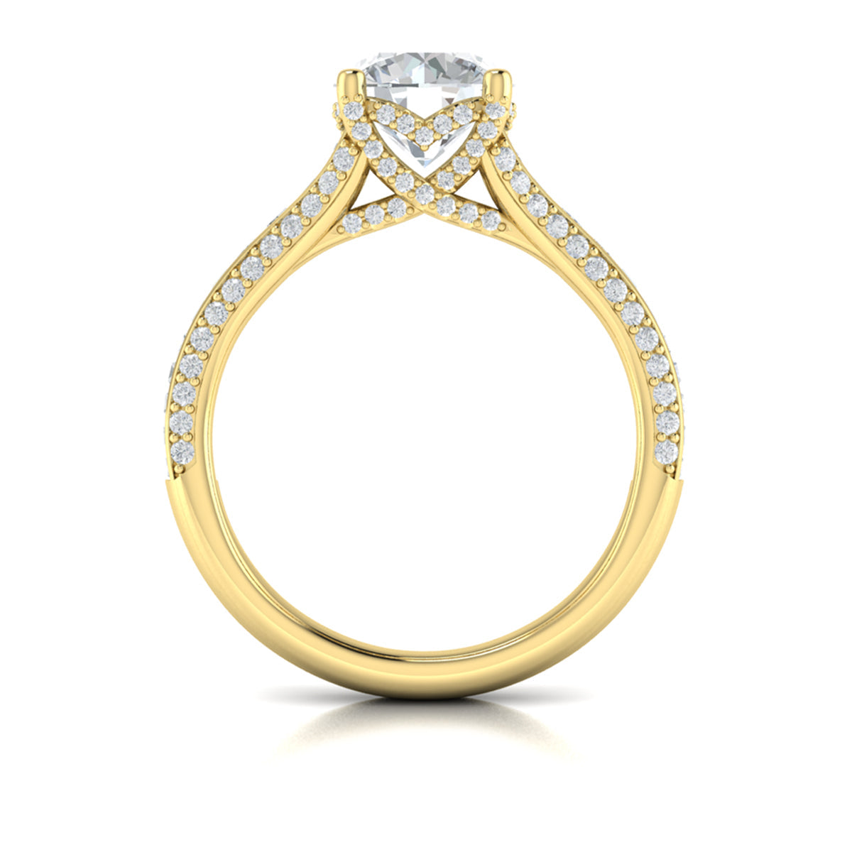 14kt Yellow Gold Diamond Cathedral Engagement Ring