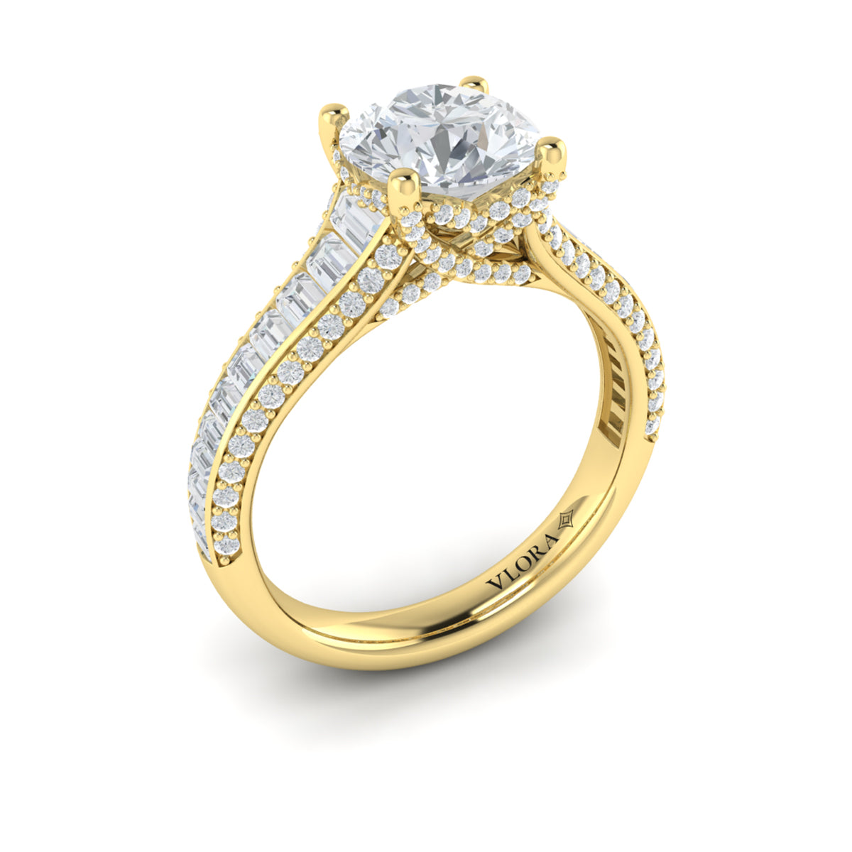 14kt Yellow Gold Diamond Cathedral Engagement Ring