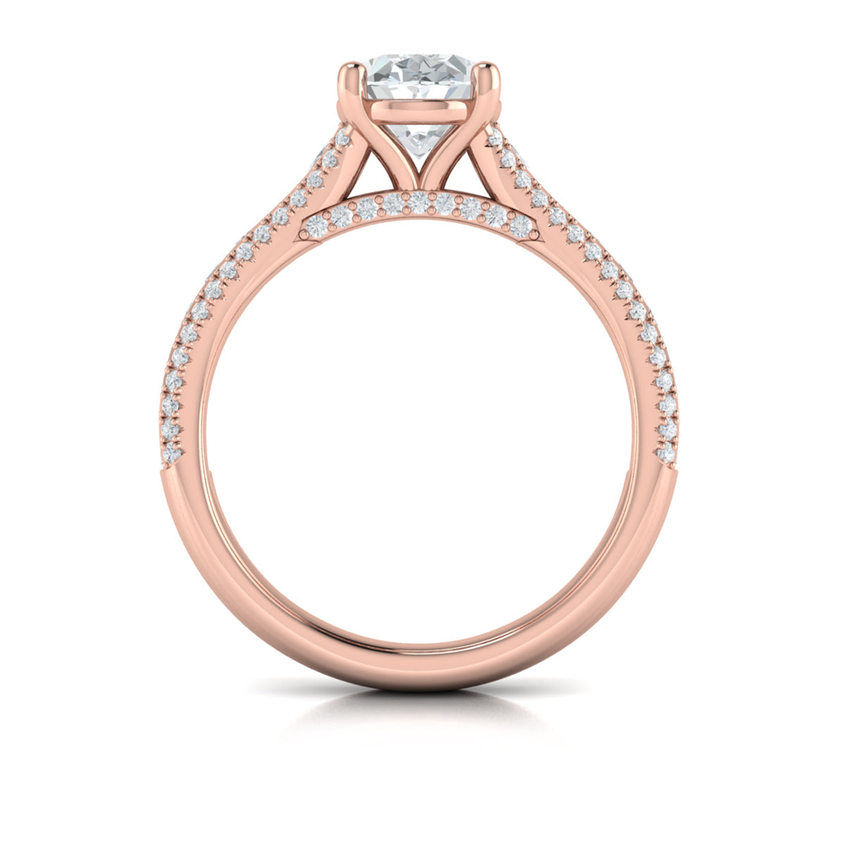 14kt Rose Gold Oval Diamond Cathedral Engagement Ring