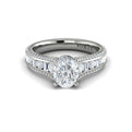 14K White Gold Oval Diamond Cathedral Engagement Ring