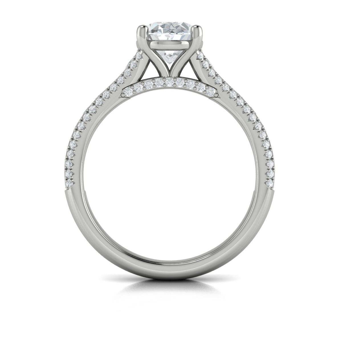 14K White Gold Oval Diamond Cathedral Engagement Ring