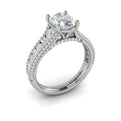 14K White Gold Oval Diamond Cathedral Engagement Ring