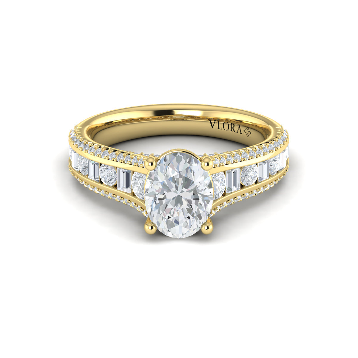 14kt Yellow Gold Oval Diamond Cathedral Engagement Ring