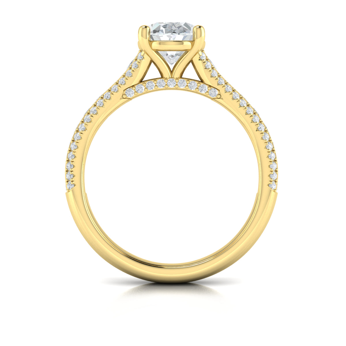 14kt Yellow Gold Oval Diamond Cathedral Engagement Ring