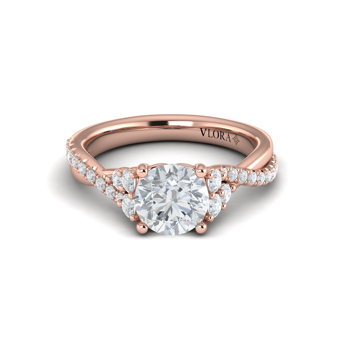 14kt Rose Gold Vine Twist Diamond Engagement Ring