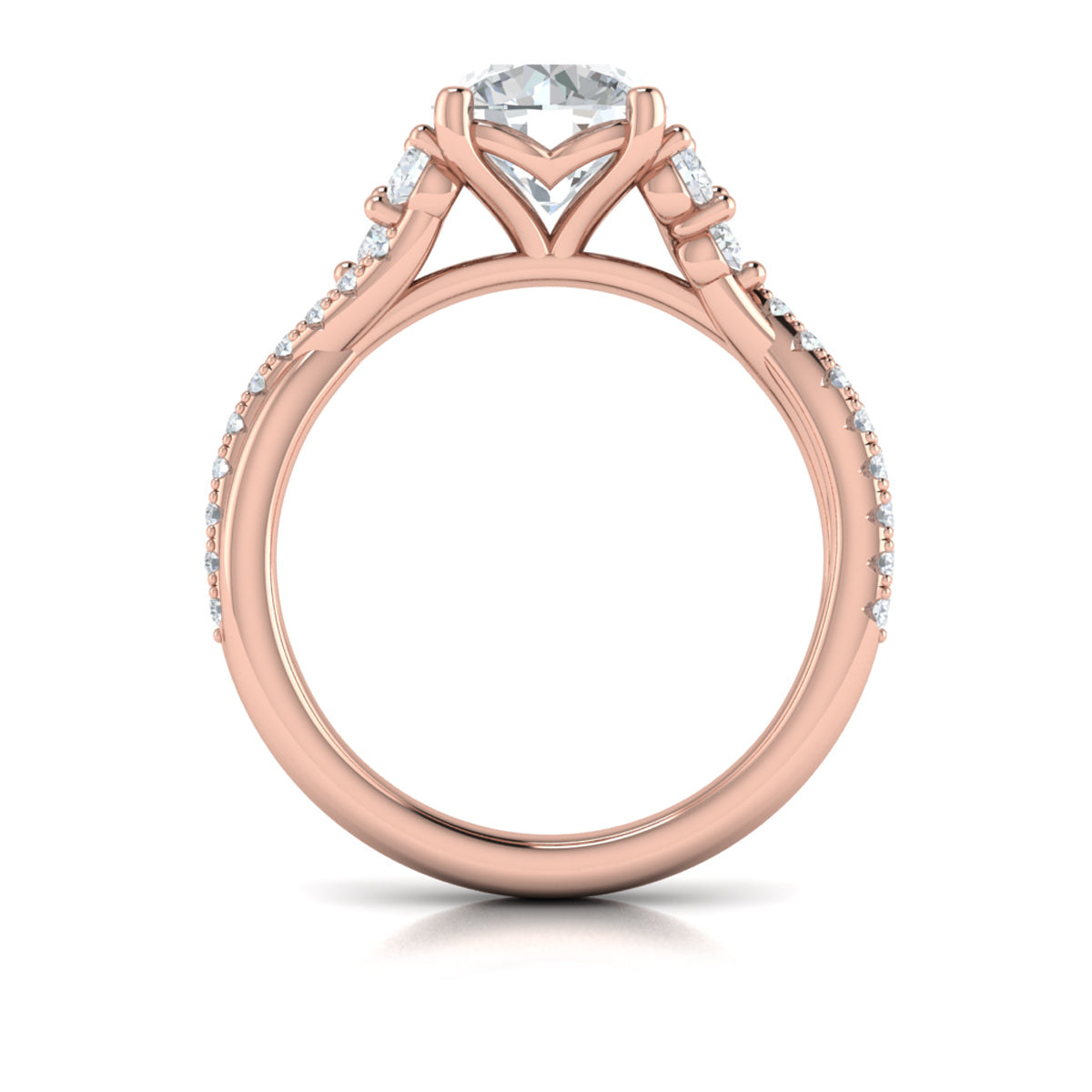 14kt Rose Gold Vine Twist Diamond Engagement Ring