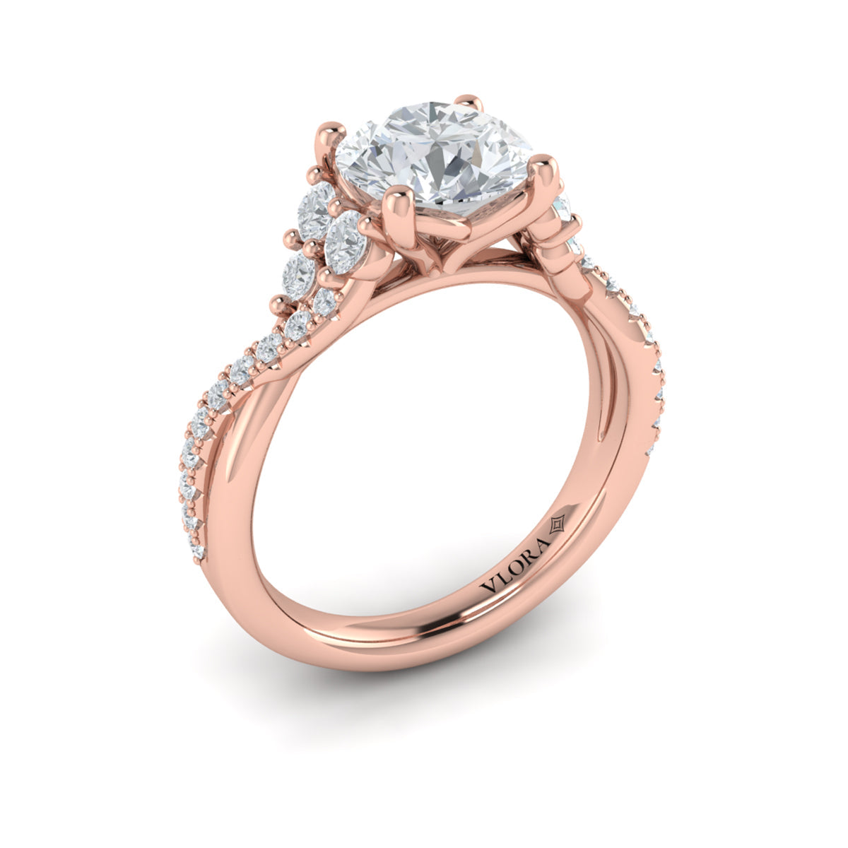 14kt Rose Gold Vine Twist Diamond Engagement Ring