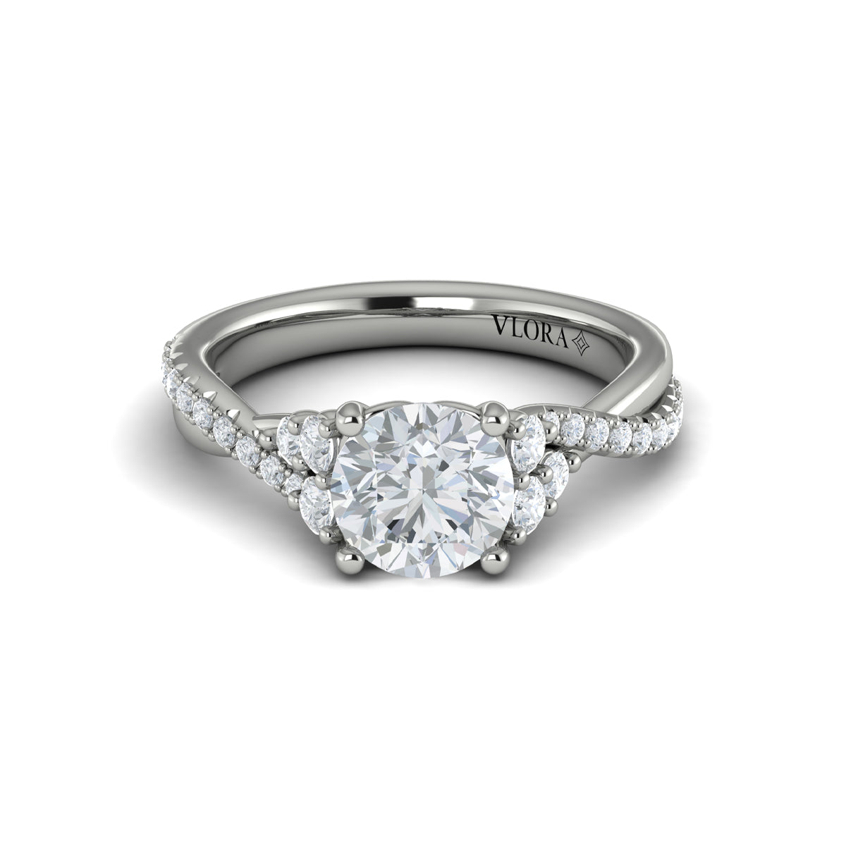 14K White Gold Botanical Diamond Engagement Ring