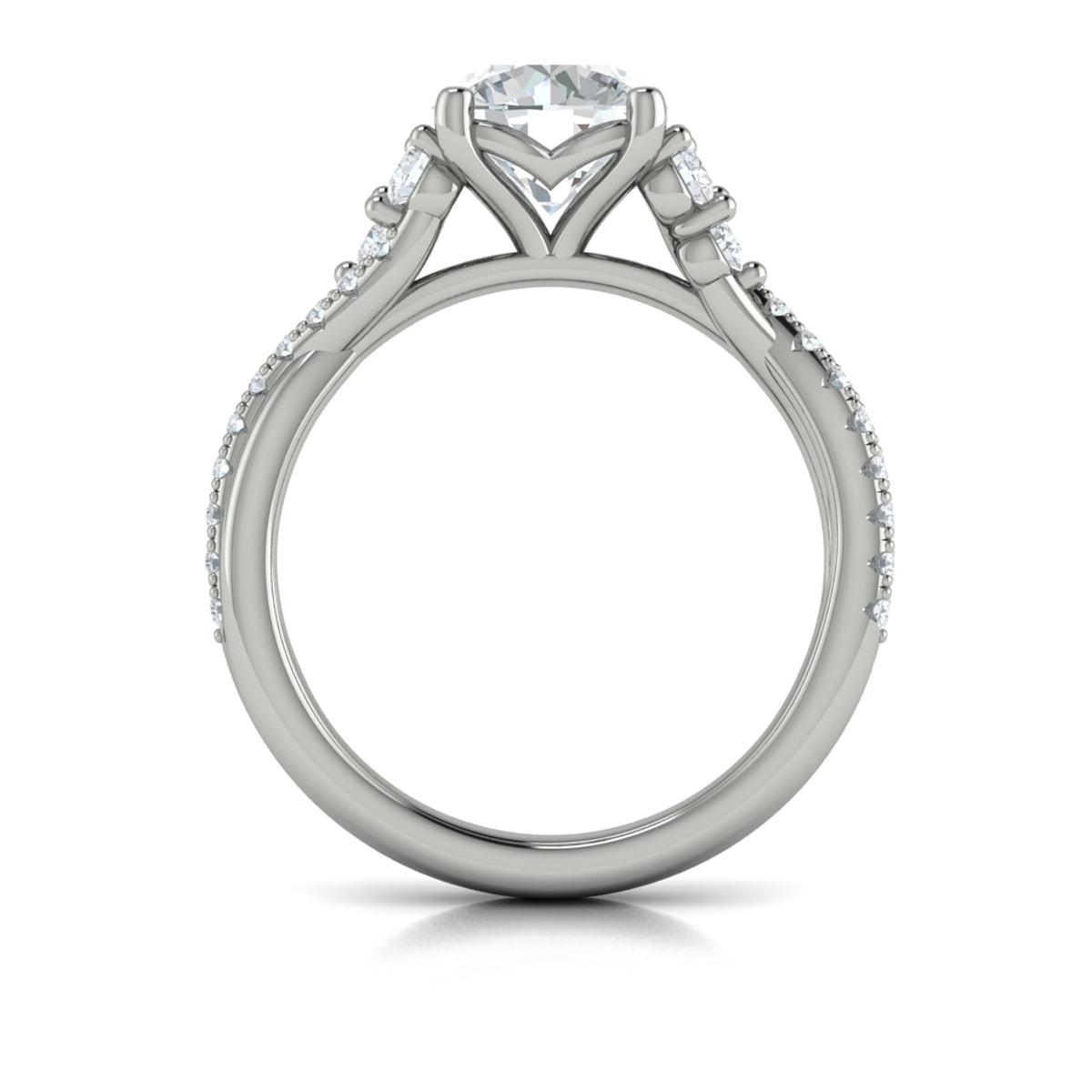 14K White Gold Botanical Diamond Engagement Ring